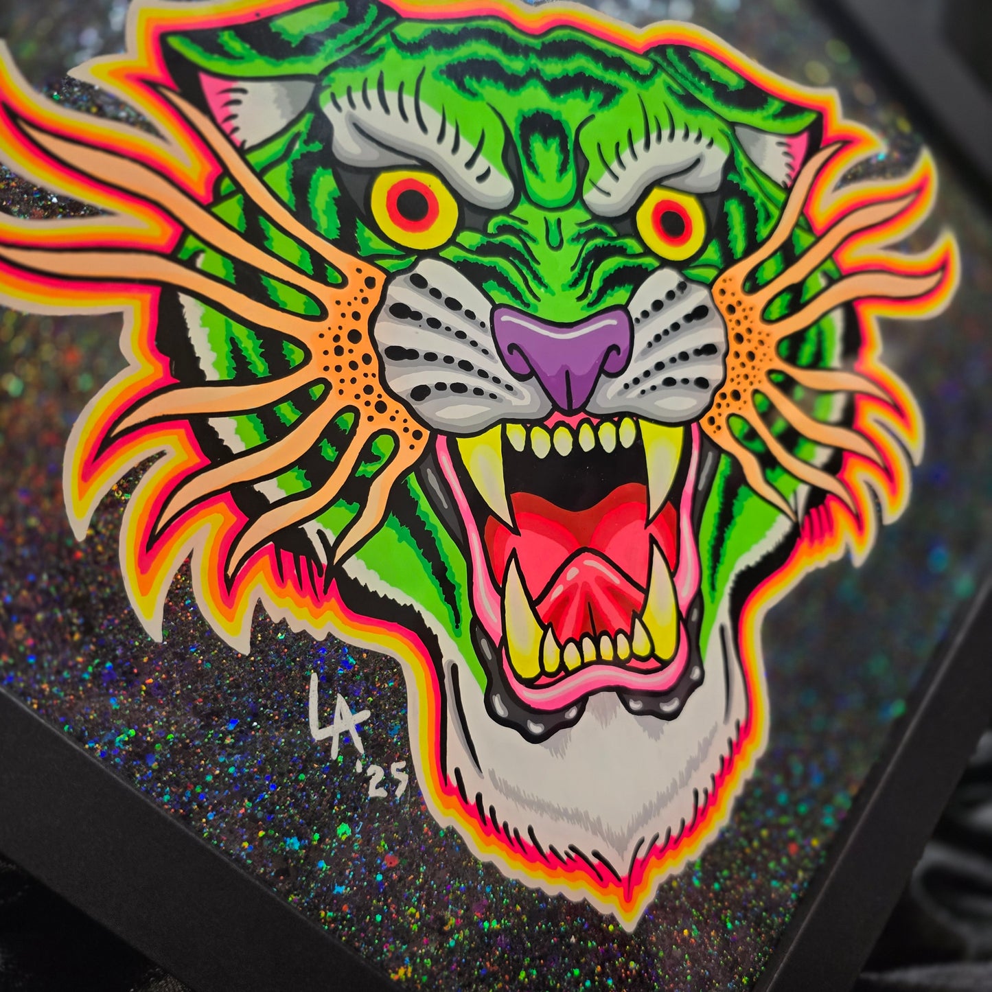 Lazer Tiger UV Reactive Slime Green & Halo Black Glitter