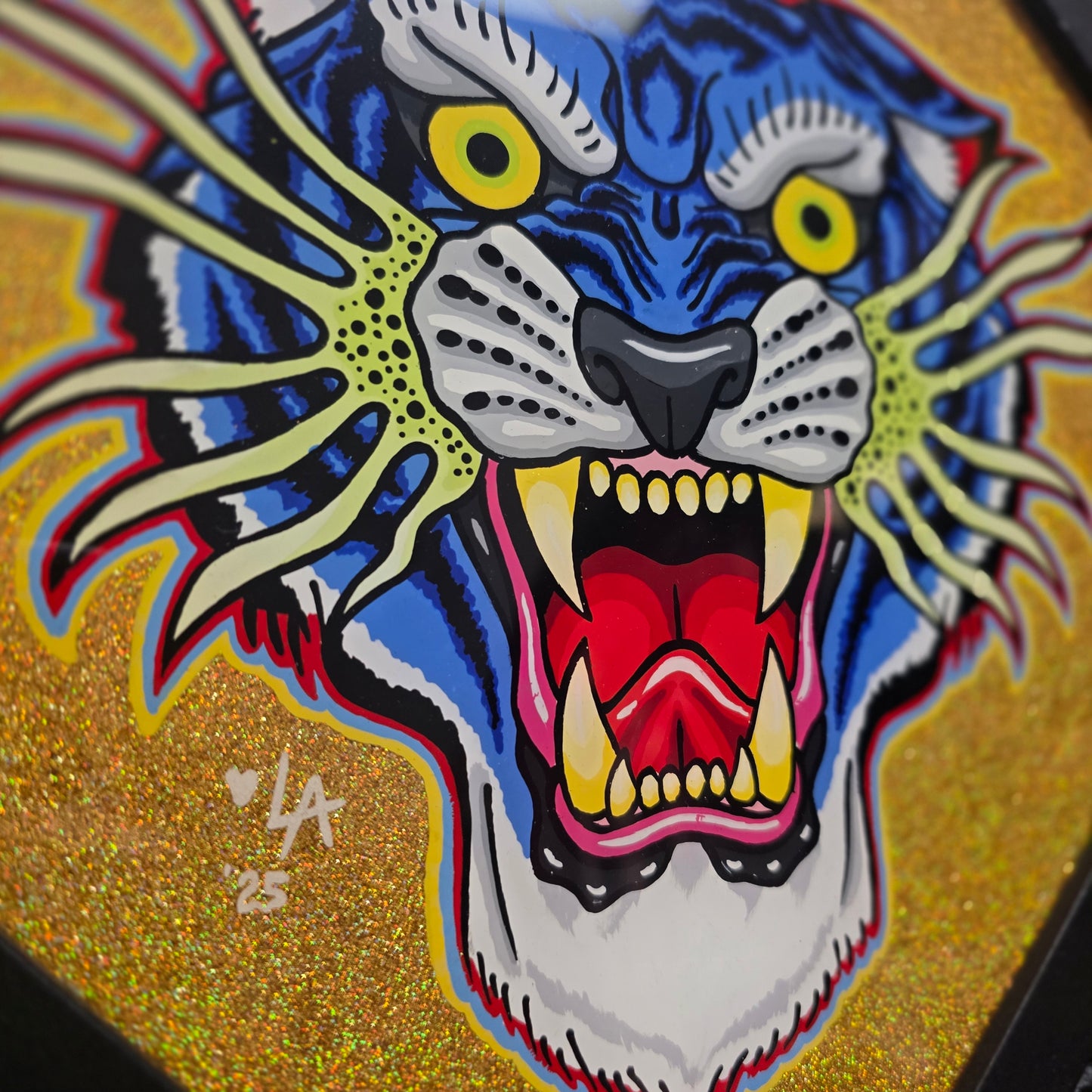 Lazer Tiger Blue & Gold Glitter