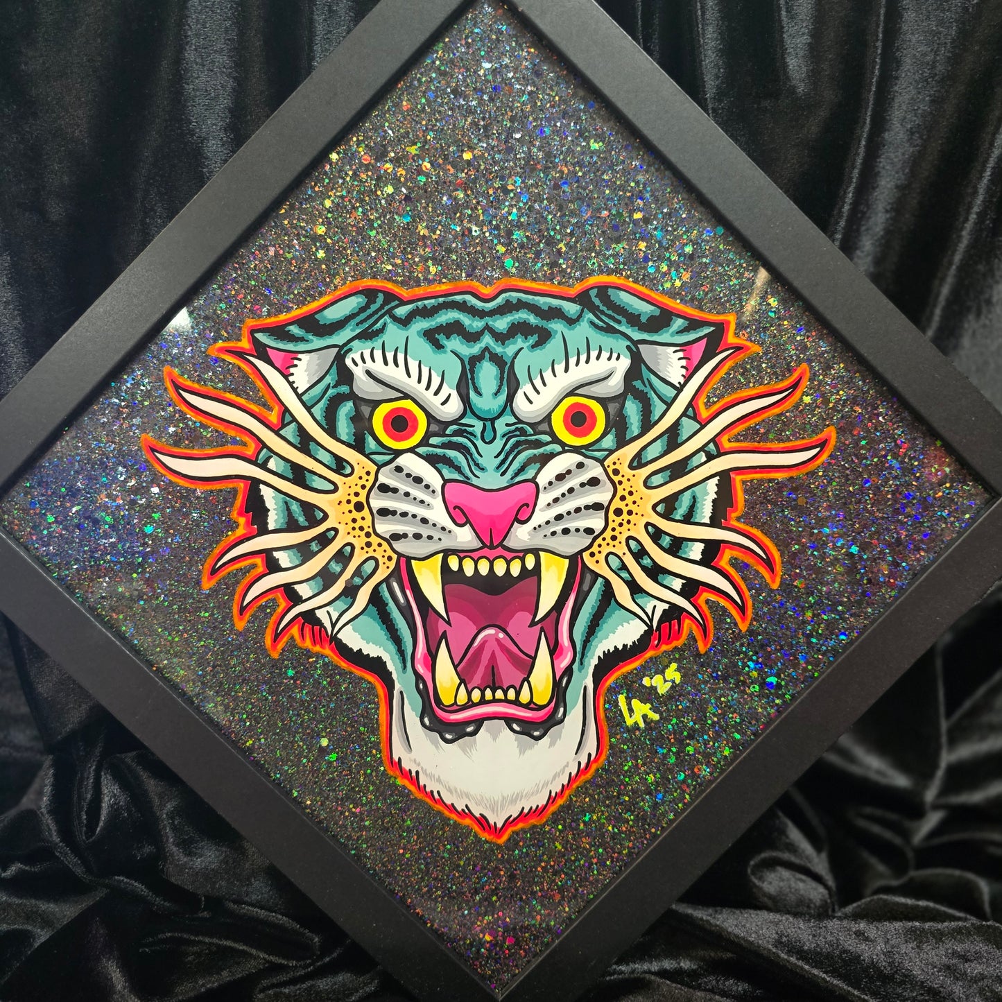 Lazer Tiger UV Reactive Teal & Halo Black Glitter *FLAWED