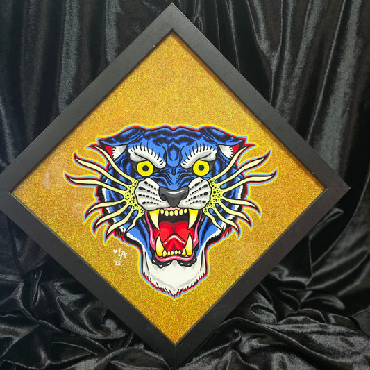 Lazer Tiger Blue & Gold Glitter