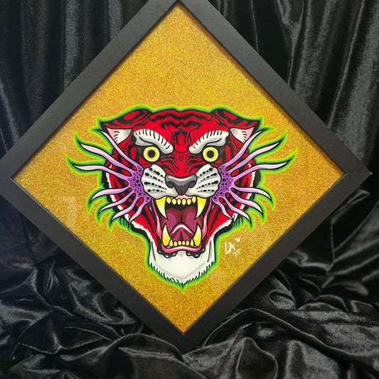 Lazer Tiger Red & Gold Glitter
