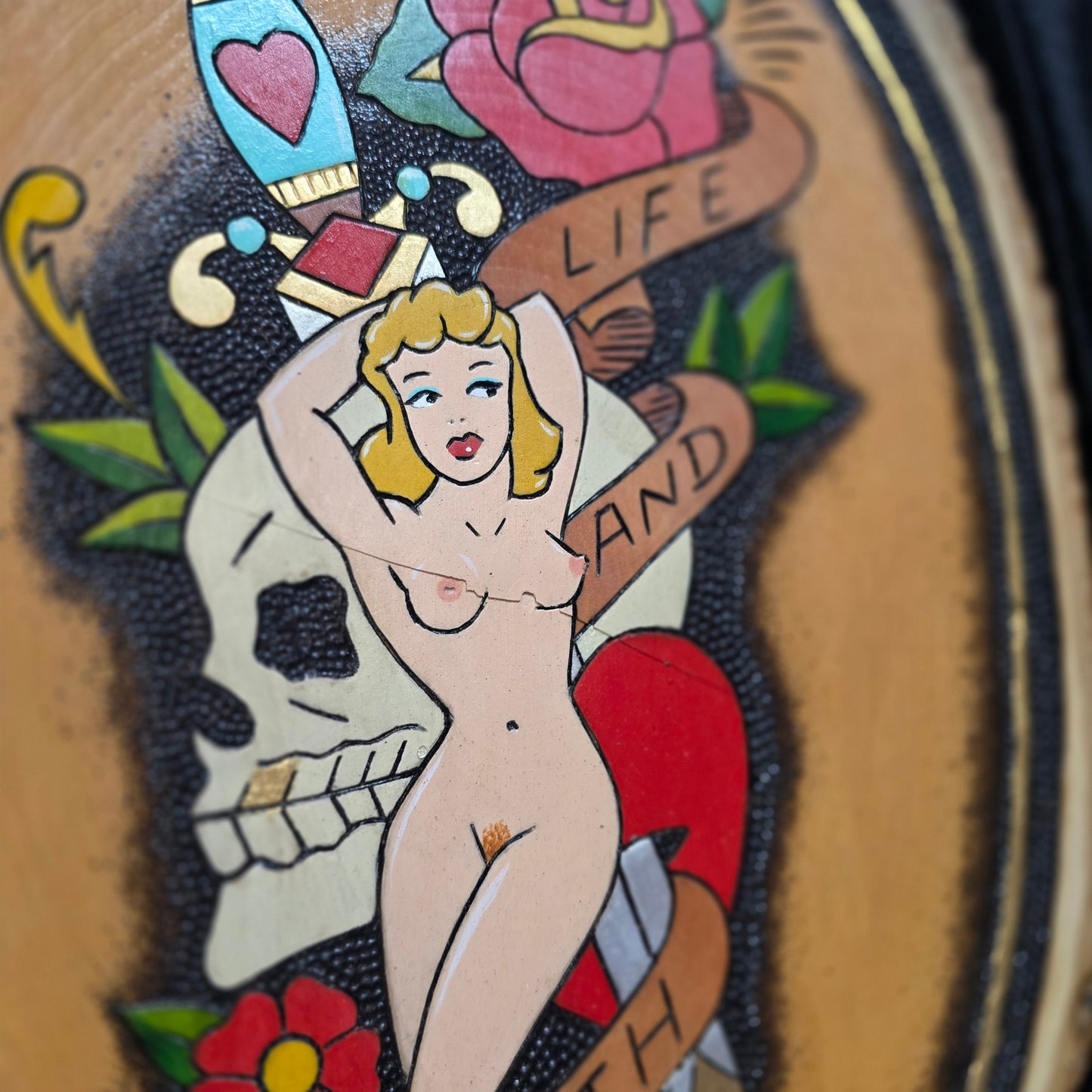 MY VERY FIRST PYROGRAPHY - Sailor Jerry Woodburn 12" Wood Slice