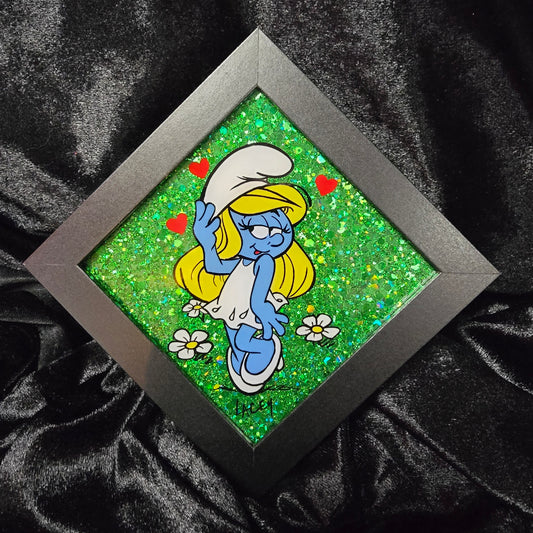Smurfette with Hearts and Green Glitter