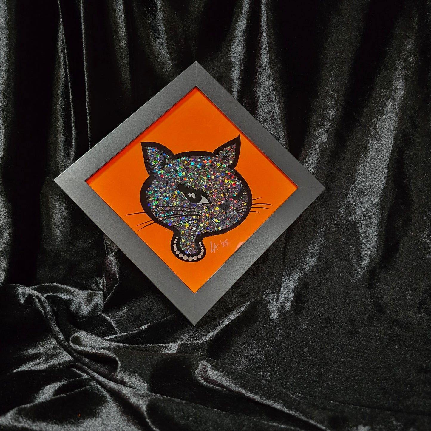 90's Winking Cat "Sticker"  UV Reactive Halloween Edition