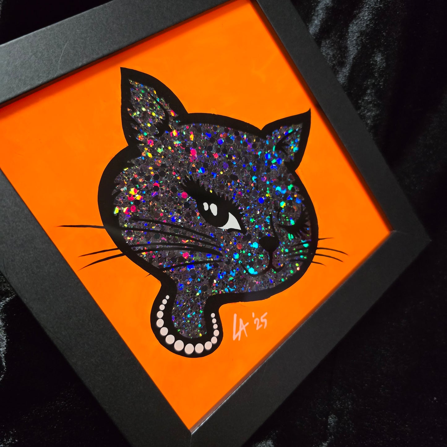 90's Winking Cat "Sticker"  UV Reactive Halloween Edition