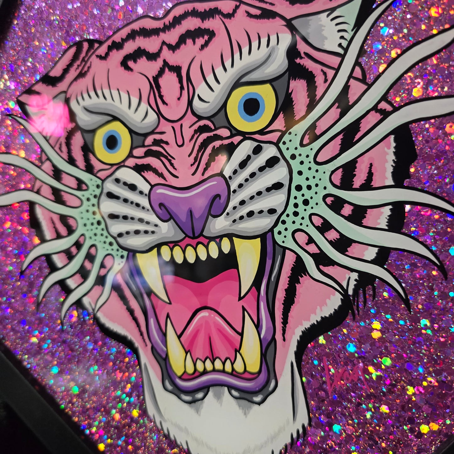 Lazer Tiger Baby Pink with Lilac Glitter