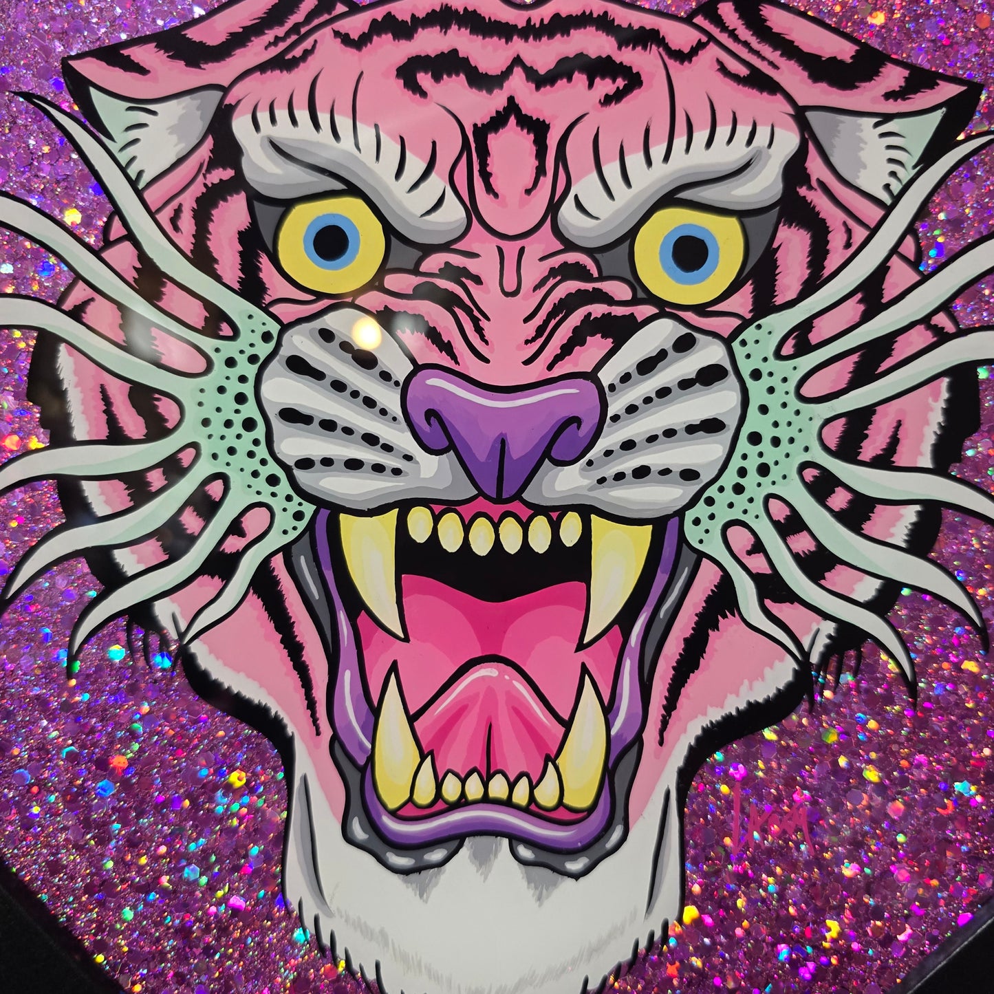 Lazer Tiger Baby Pink with Lilac Glitter