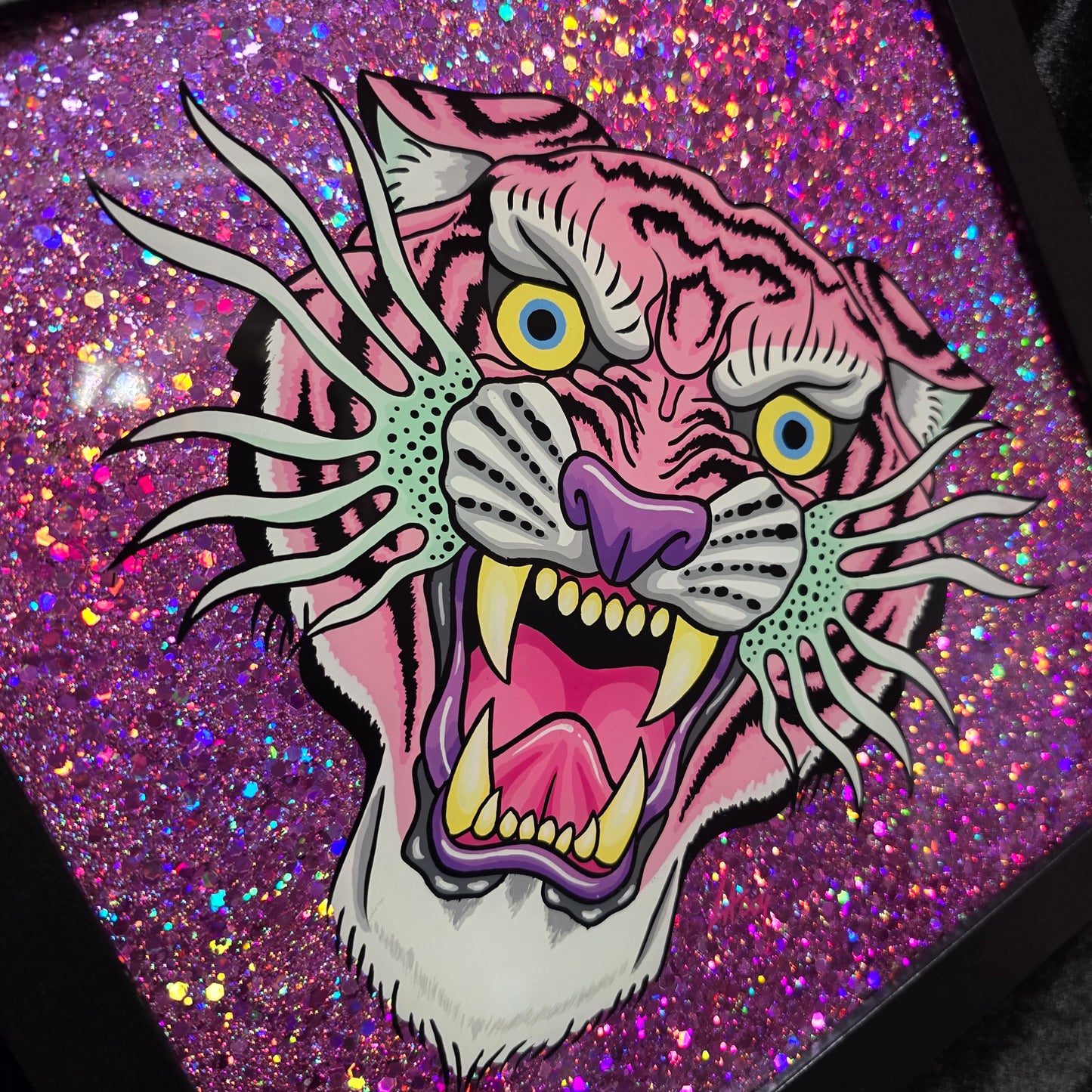 Lazer Tiger Baby Pink with Lilac Glitter